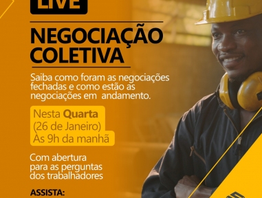 Acompanhe a Live nesta quarta-feira,26, sobre as negociações com as cerâmicas