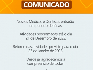 Atenção! Recesso de fim de ano 