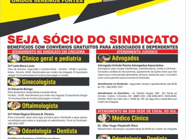 Benefícios para os sócios do Sindicato