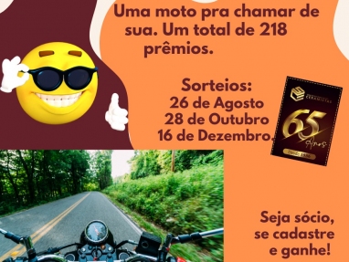 218 sorteios para sócios dias 26 de agosto, 28 de outubro e 16 de dezembro